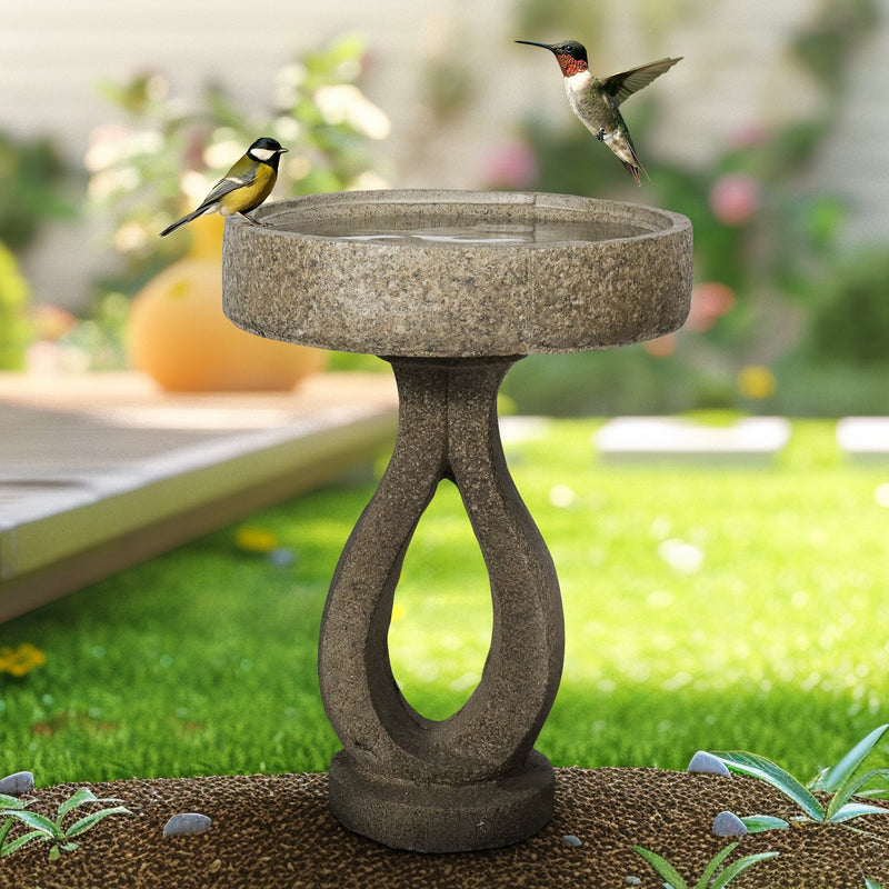 Concrete Contemporary Bird Bath Open Loop 22 Inch, photo 4 of 11