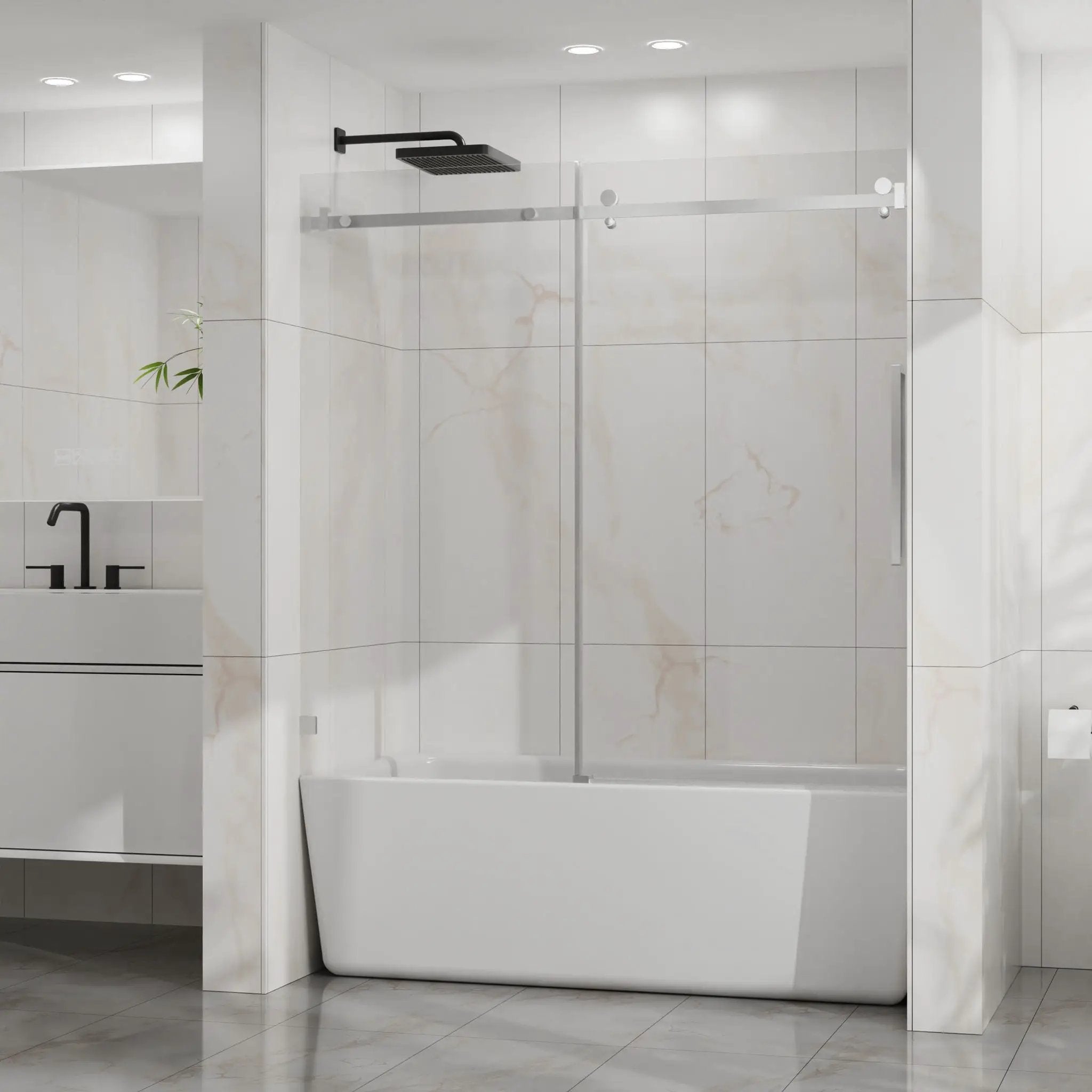 Frameless Tub Sliding Shower Door With Easy Clean Coating by HouseOfZazla