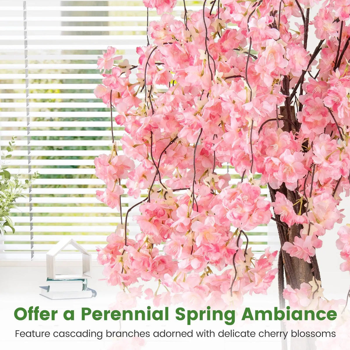 5.5 FT Tall Artificial Cherry Blossom Tree with Pink/White Flowers 2 Pack, photo 4 of 16