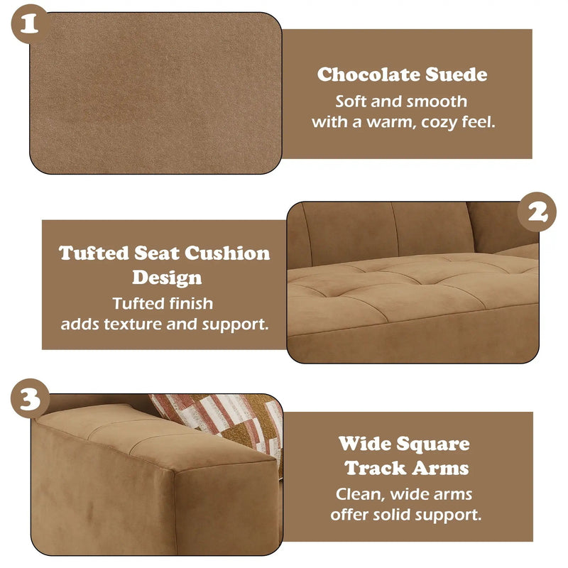 Modular Sofa Set With 2 Matching Toss Pillows - Chocolate by HouseOfZazla