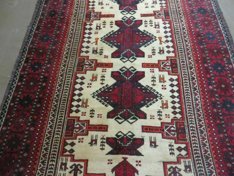 4' X 7' Vintage Handmade Pakistan Turkoman Bokhara Balouch Woven Wool Rug Nice by Jewel Rugs