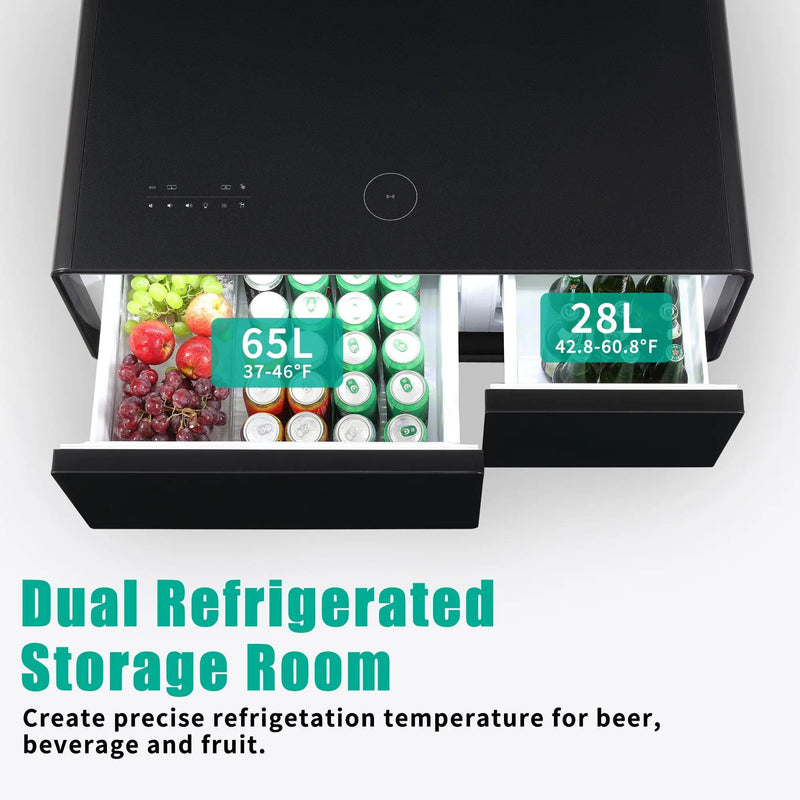 Modern Smart Coffee Table With Built-In Fridge - tooth Speaker, Wireless Charging, Touch Control Panel, USB Interface, Outlet Protection, Atmosphere Light by HouseOfZazla