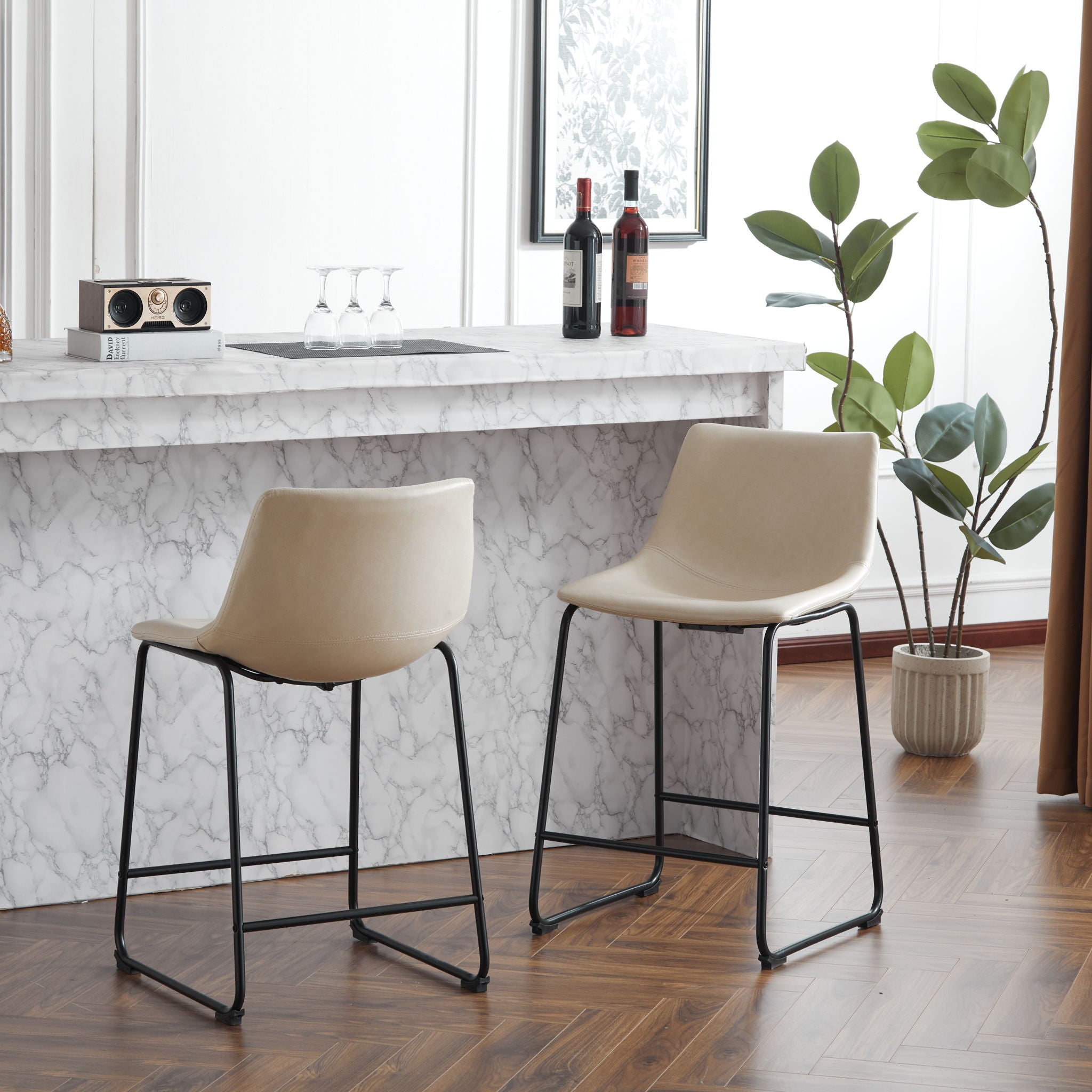 Vintage Style Armless Industrial Counter Stool Set of 2 by HouseOfZazla