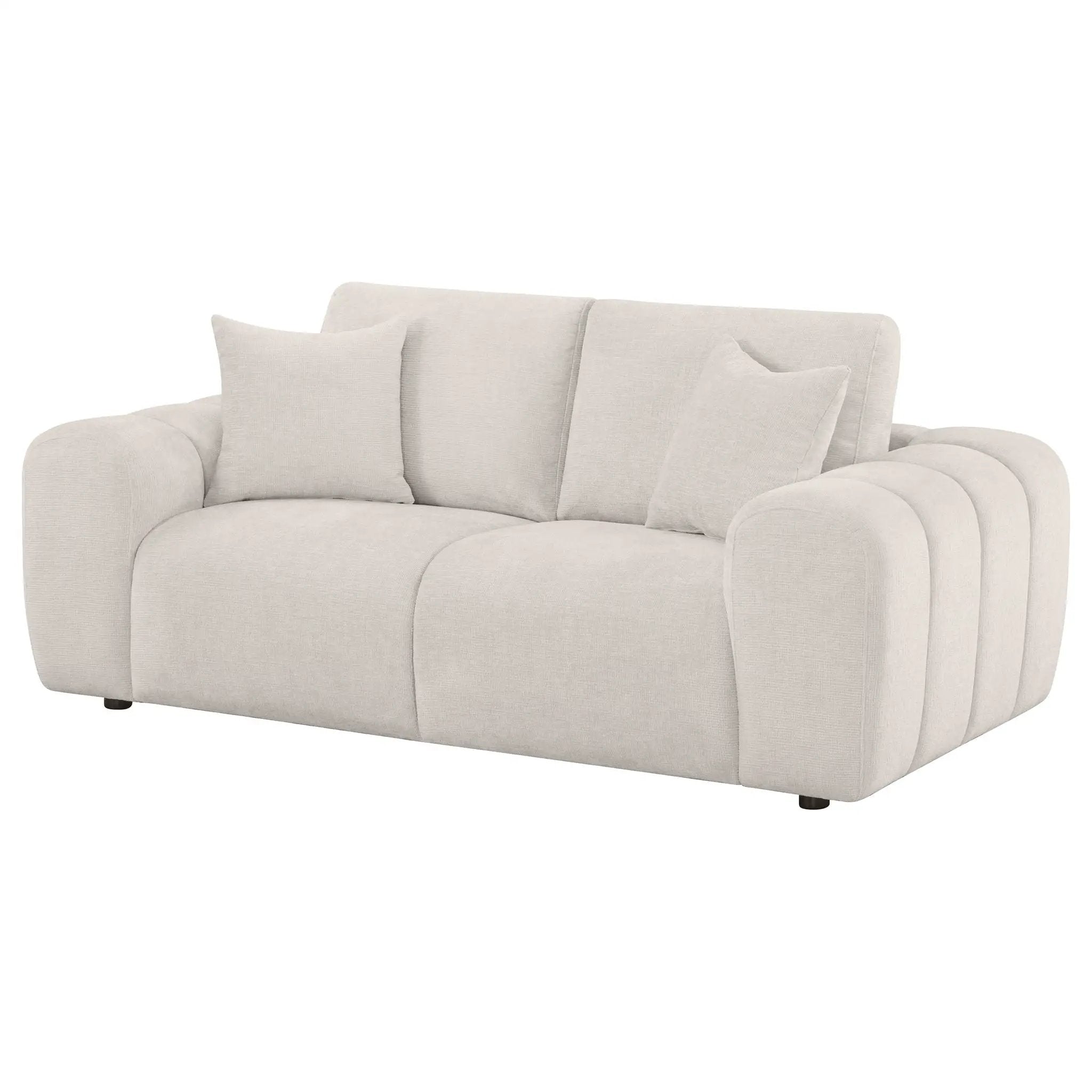 Burnett Chenille Upholstered Wide Arm Loveseat Ivory by Unique Piece Furniture