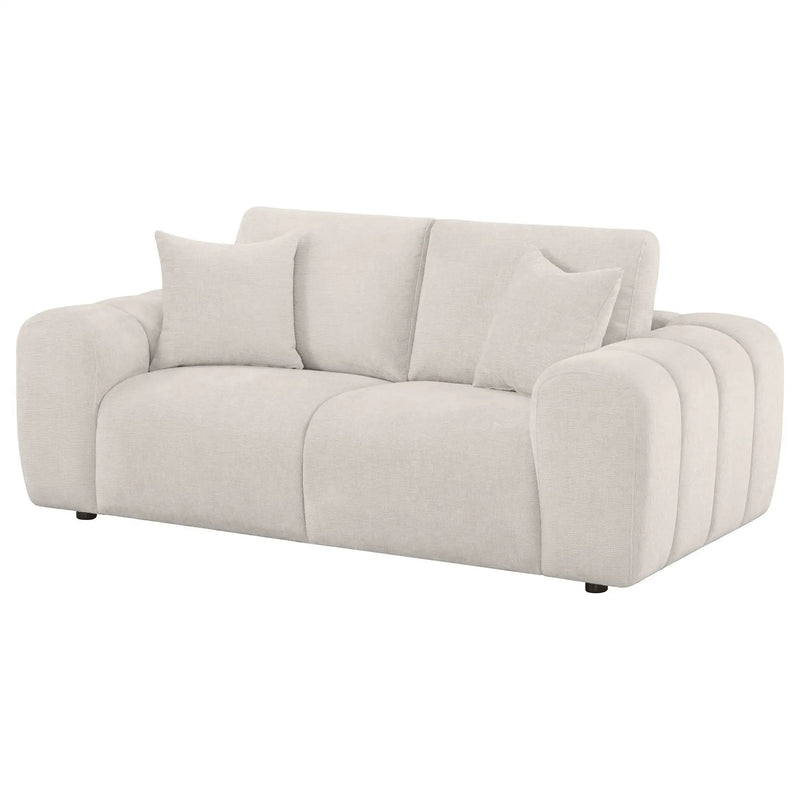 Burnett Chenille Upholstered Wide Arm Loveseat Ivory by Unique Piece Furniture