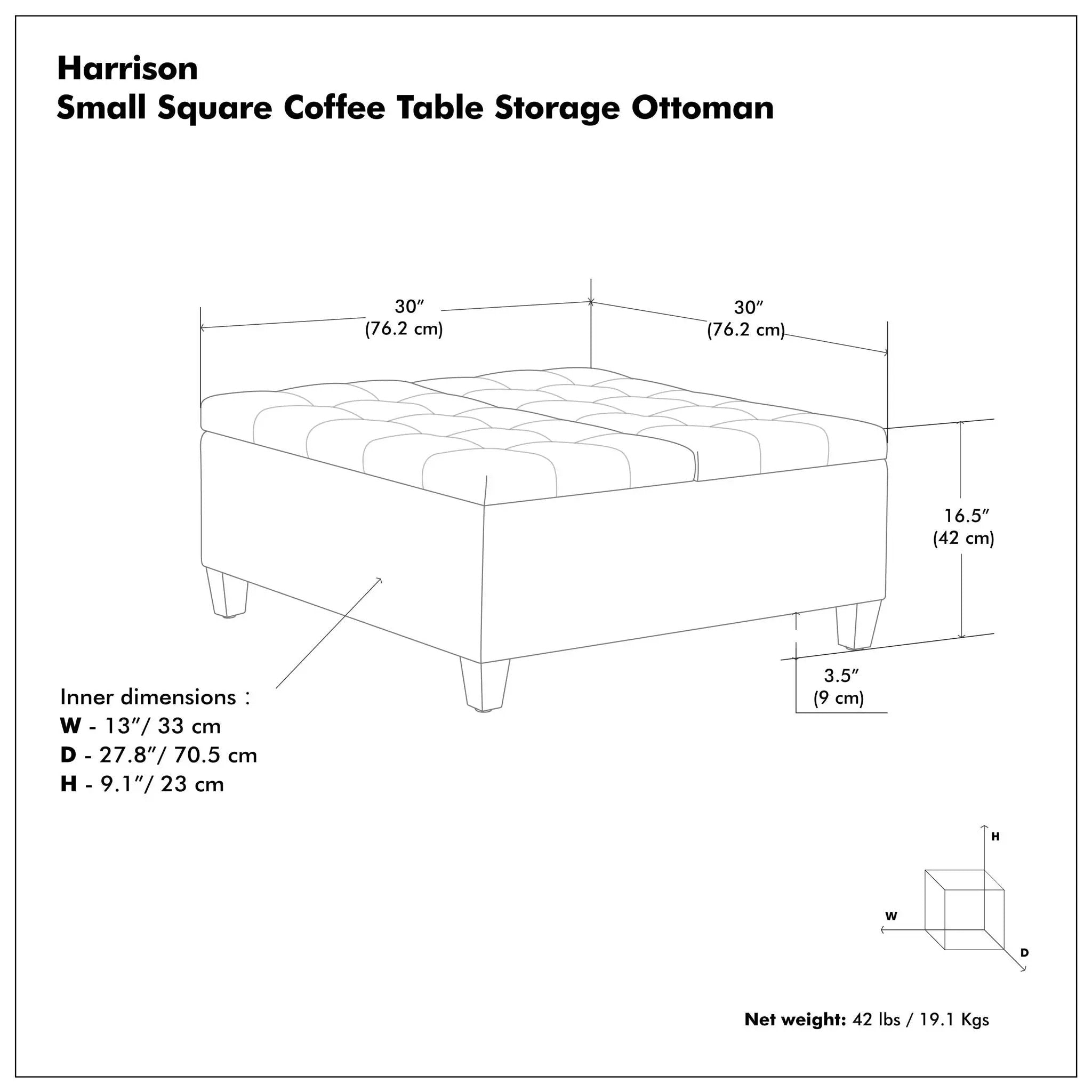 Harrison - Upholstered Coffee Table Storage Ottoman by Unique Piece Furniture