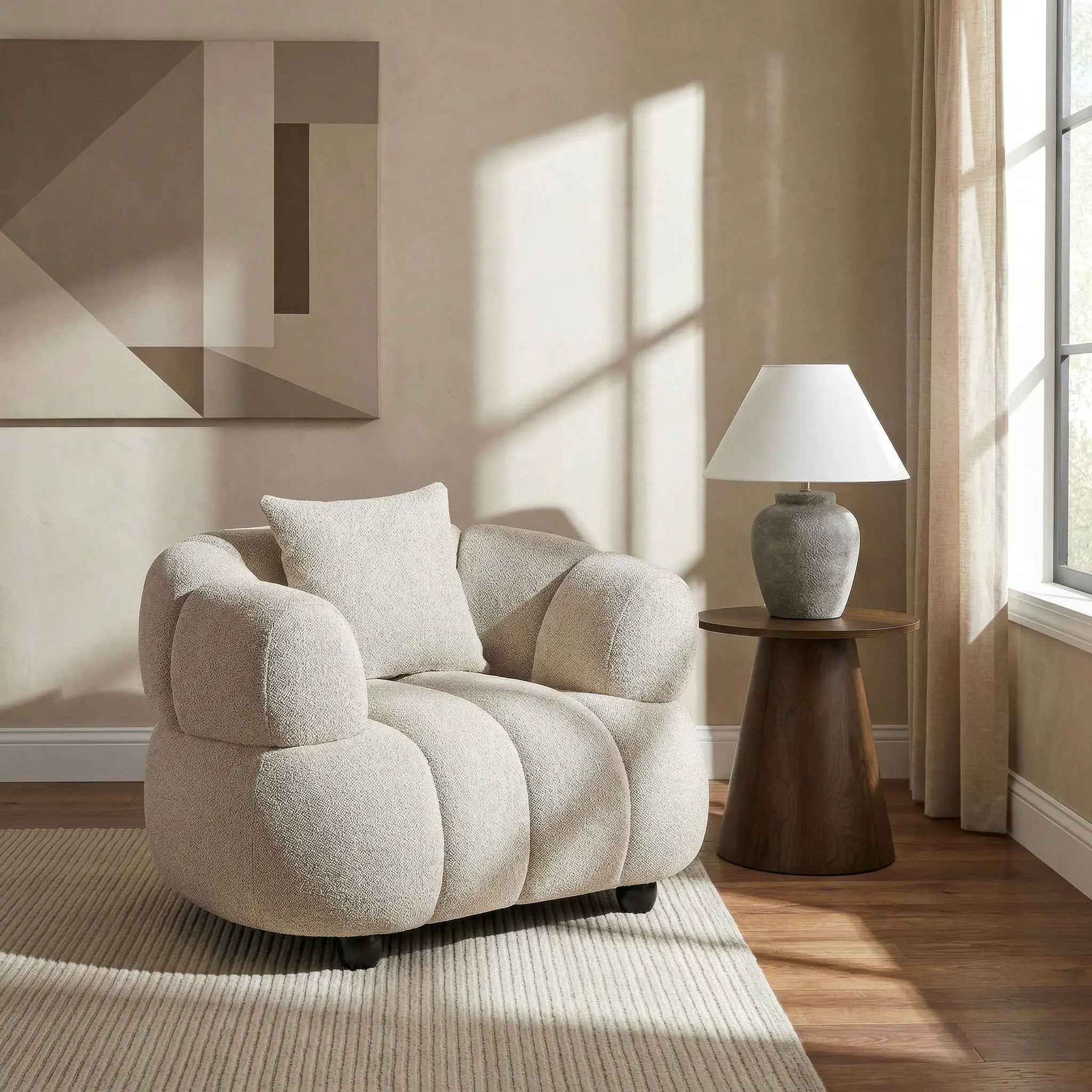 Whitney Contemporary Channel Tufted Woven Fabric Upholstered Accent Chair by Unique Piece Furniture