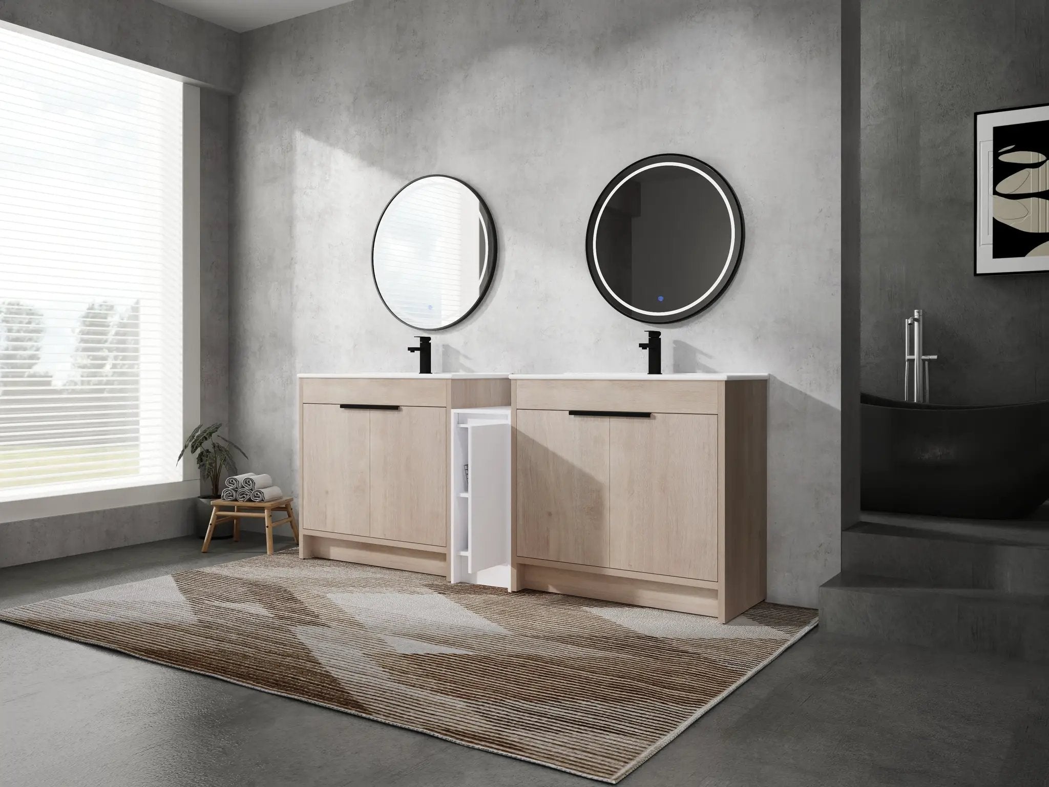 84 Inch Freestanding Bathroom Vanity with Ceramic Sink and Storage Cabinets by HouseOfZazla