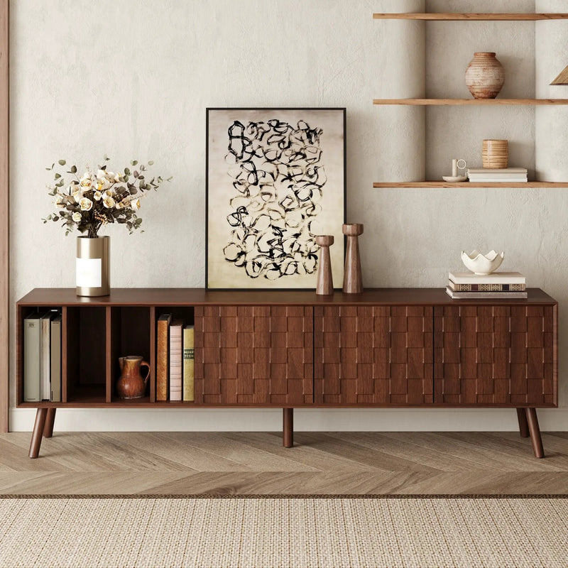 TV Stand With 5 Legs, Media Console Table For Tvs Up To 75" - Walnut by HouseOfZazla