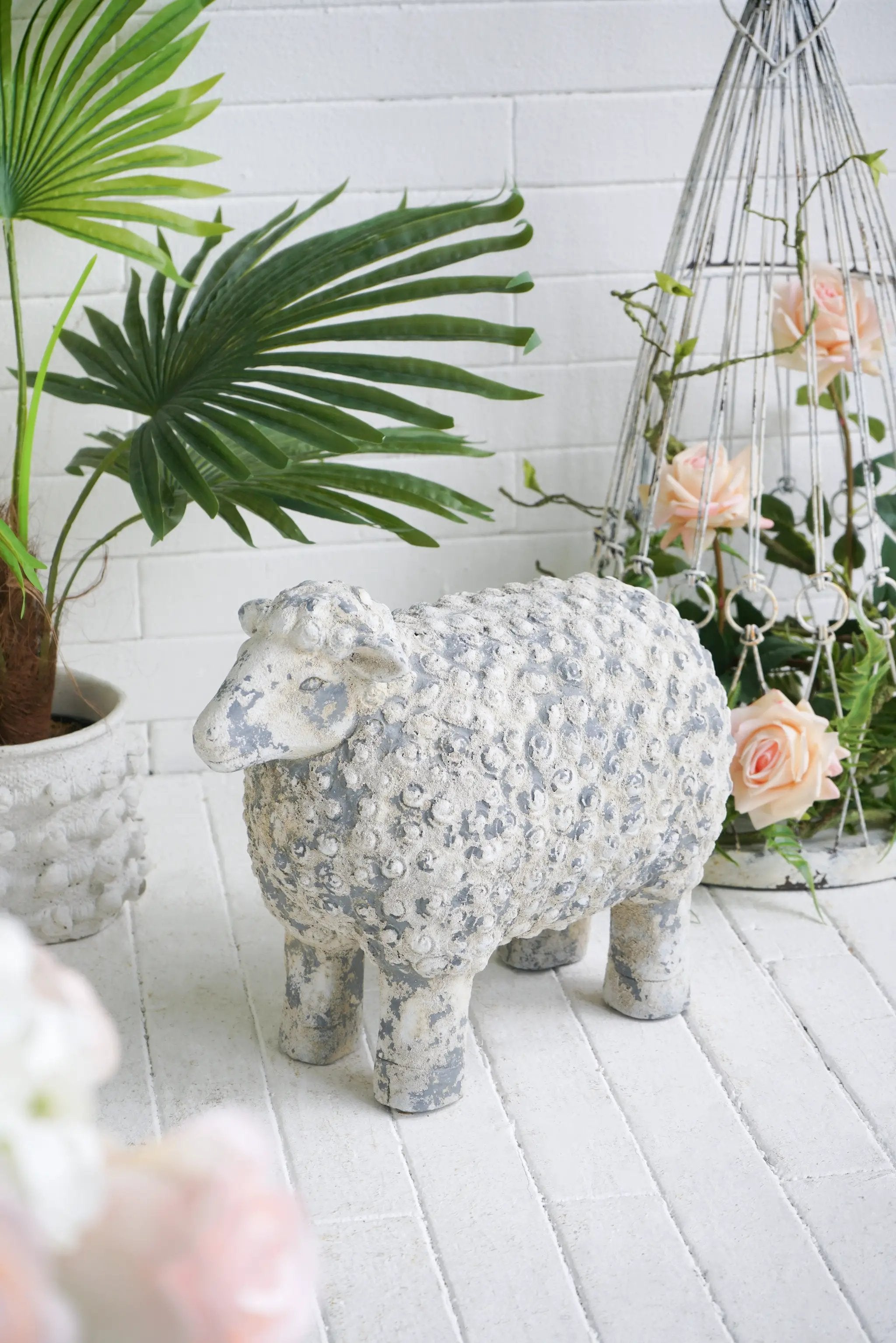 18x9.5x14" Magnesium Sheep Figurine with Weathered Finish by HouseOfZazla