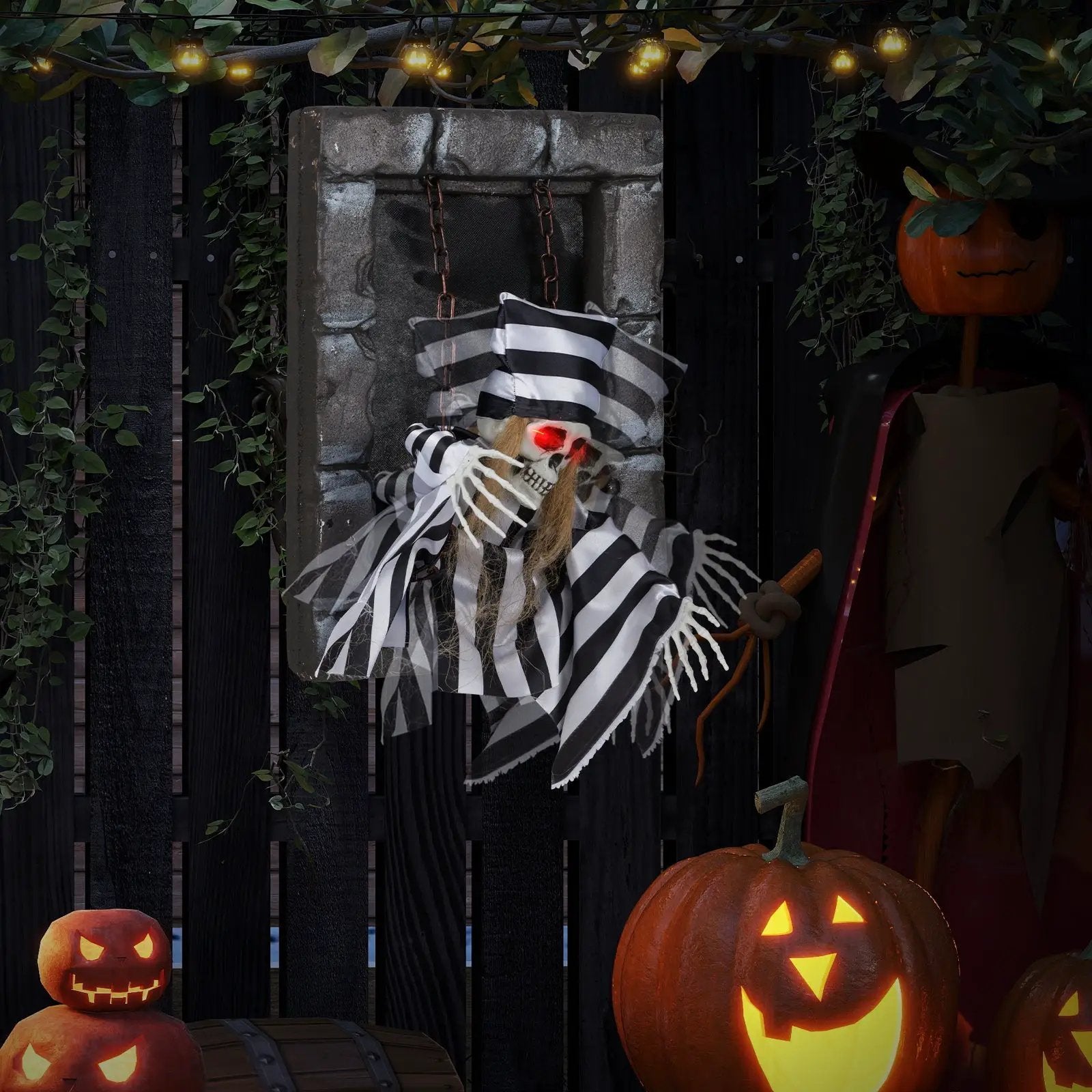 Animated Halloween Decoration 18 Inch Hanging Skull Prisoner by DirectDeals