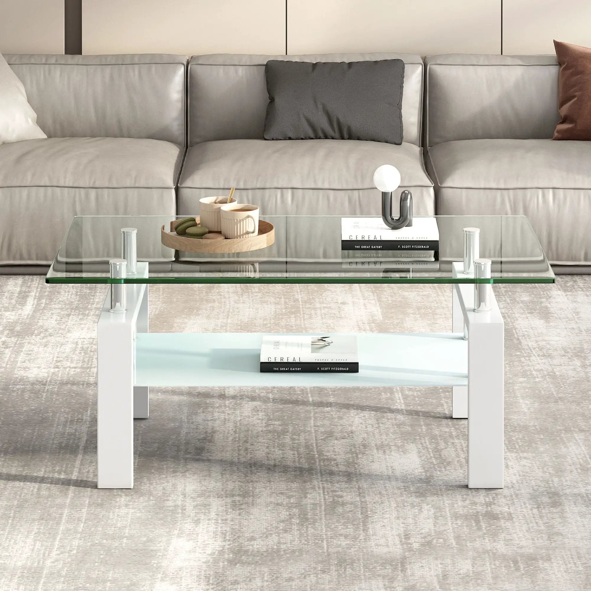 Tempered Glass Table With Storage by Unique Piece Furniture