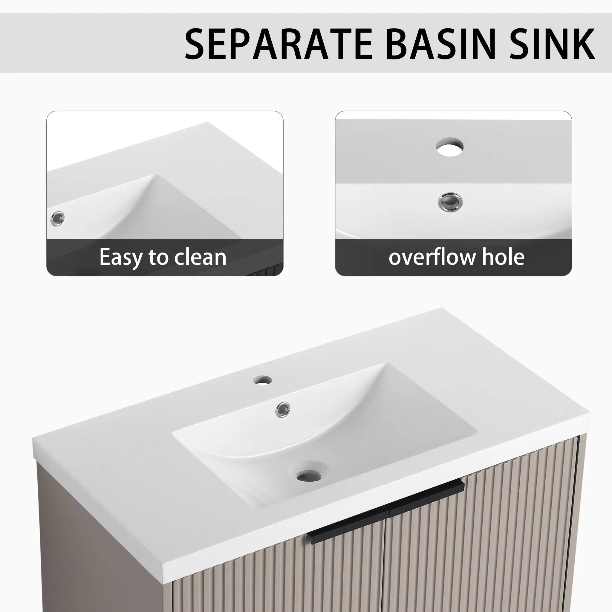 Contemporary Wall Mounted Bathroom Vanity With Resin Double Sink by Unique Piece Furniture
