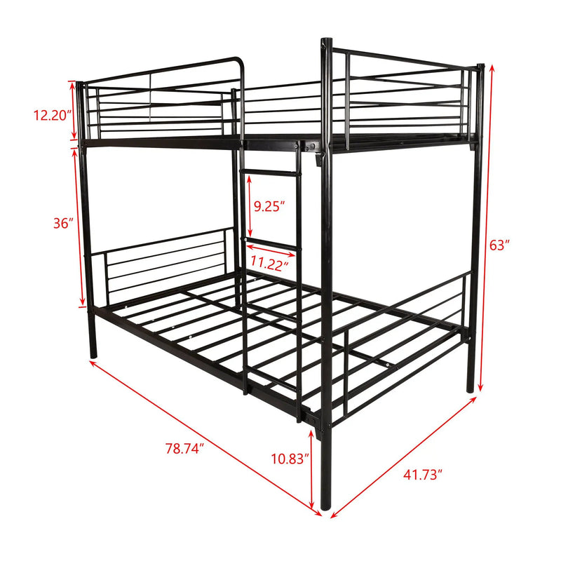 Space Saving Bunk Bed With Metal Frame And Ladder by HouseOfZazla