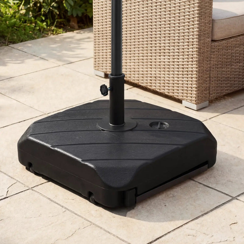 211 LBS Fillable Patio Umbrella Base with Wheels and Telescopic Pull Rod by DirectDeals