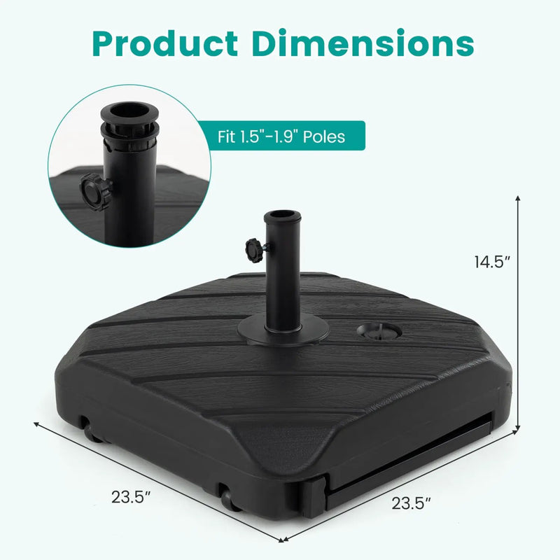 211 LBS Fillable Patio Umbrella Base with Wheels and Telescopic Pull Rod by DirectDeals