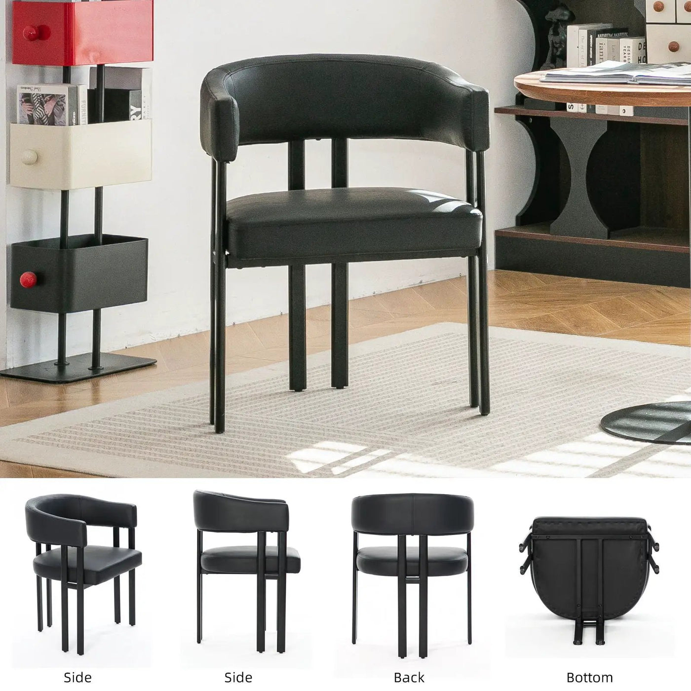 Modern Dining Upholstered Barrel Chair With Curved Back And Armrests by HouseOfZazla