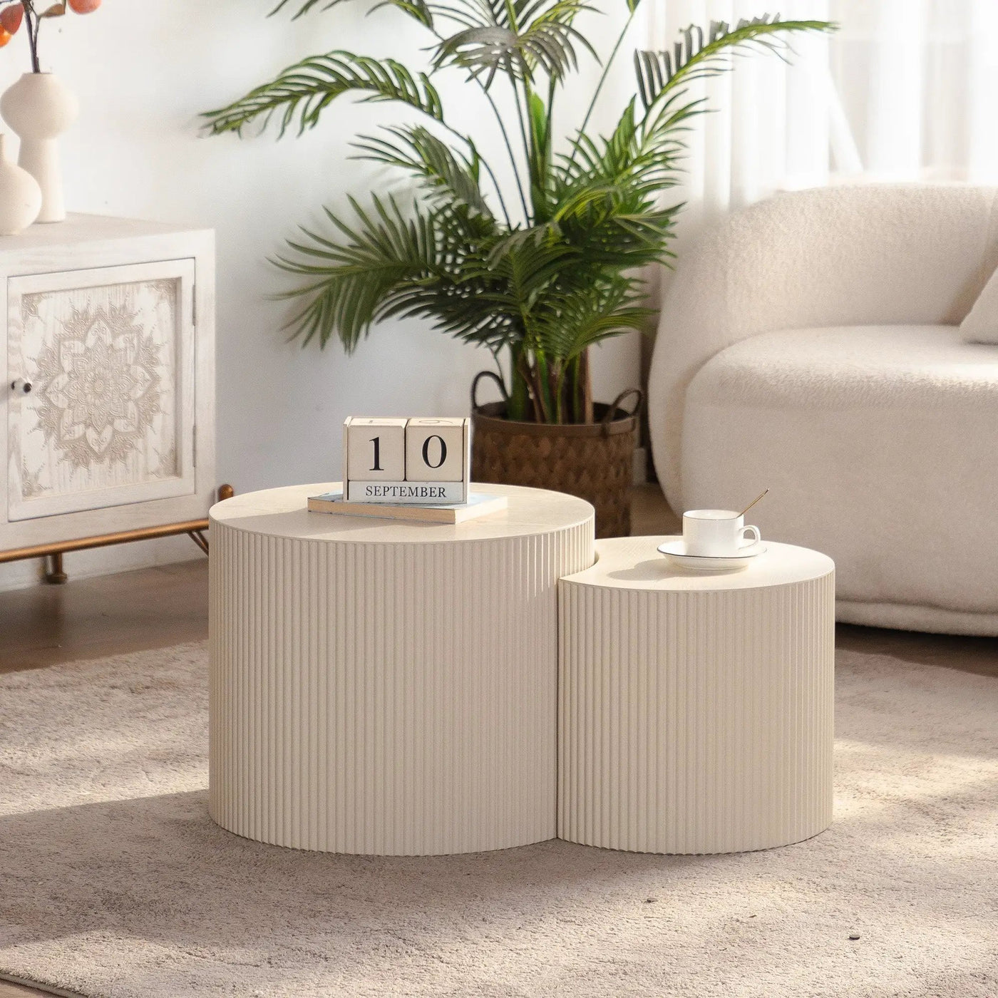 Round Coffee Table Handcrafted Relief Sturdy Pedestal by HouseOfZazla