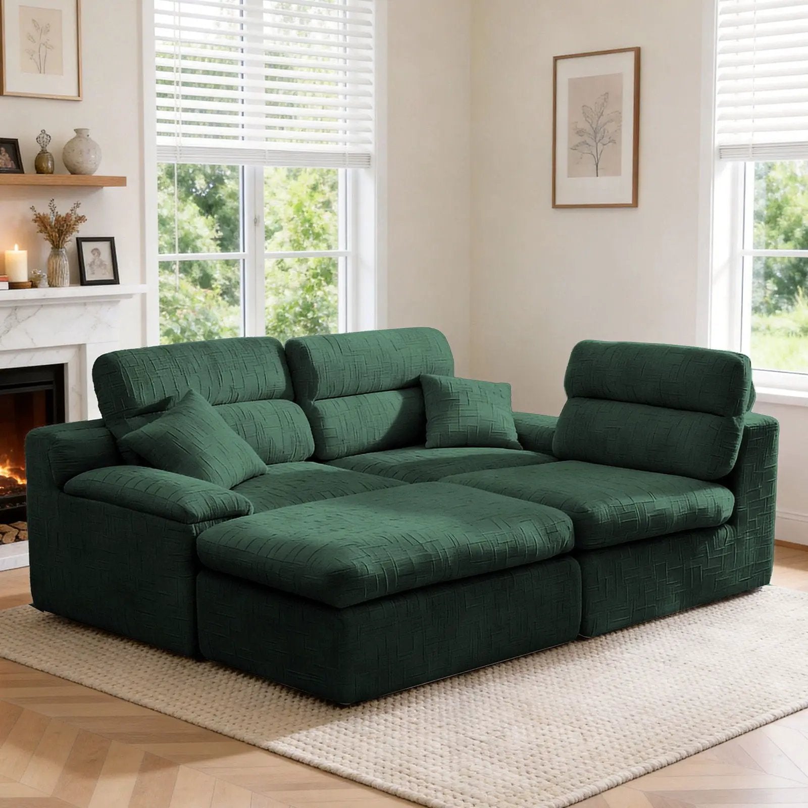 Corner Chaise Sofa With High Backrest by Unique Piece Furniture