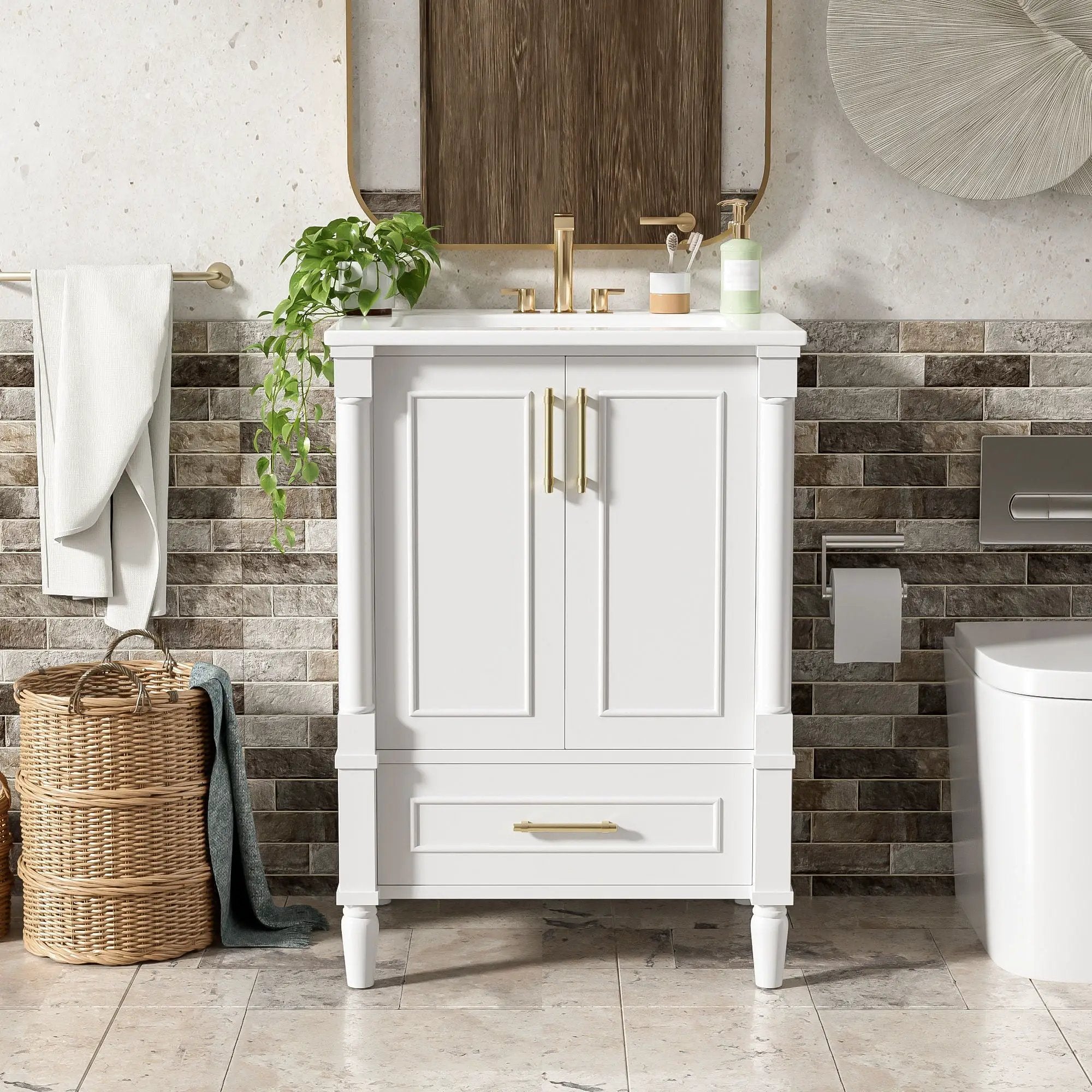 Bathroom Vanity With Ornate French Cylinder Legs, Soft Close Drawer by Unique Piece Furniture