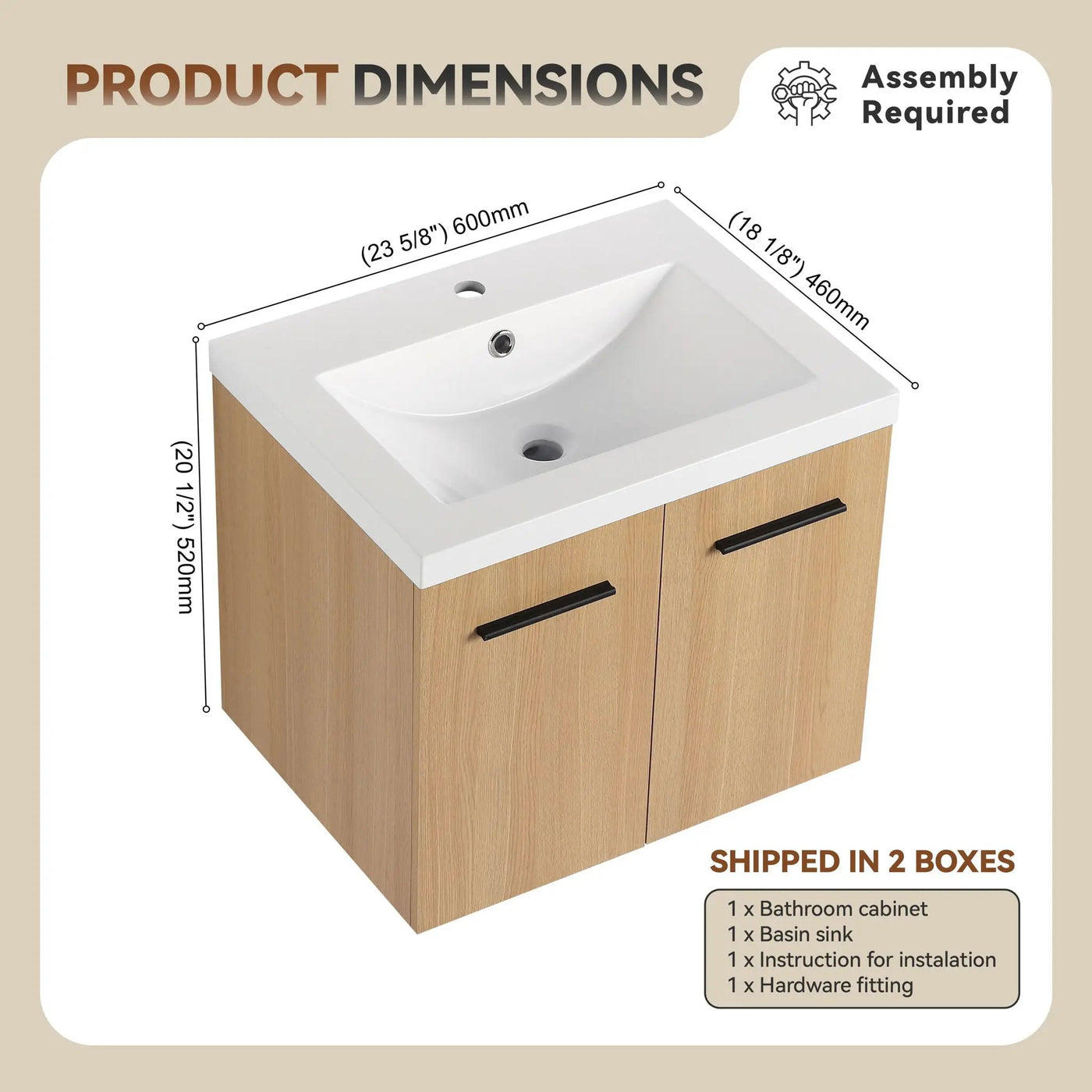 Floating Bathroom Vanity With Sink, Wall Mounted Double Door Storage by HouseOfZazla