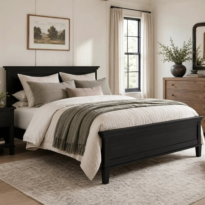 Mid-Century Modern Wood Platform Bed Frame with Headboard by HouseOfZazla