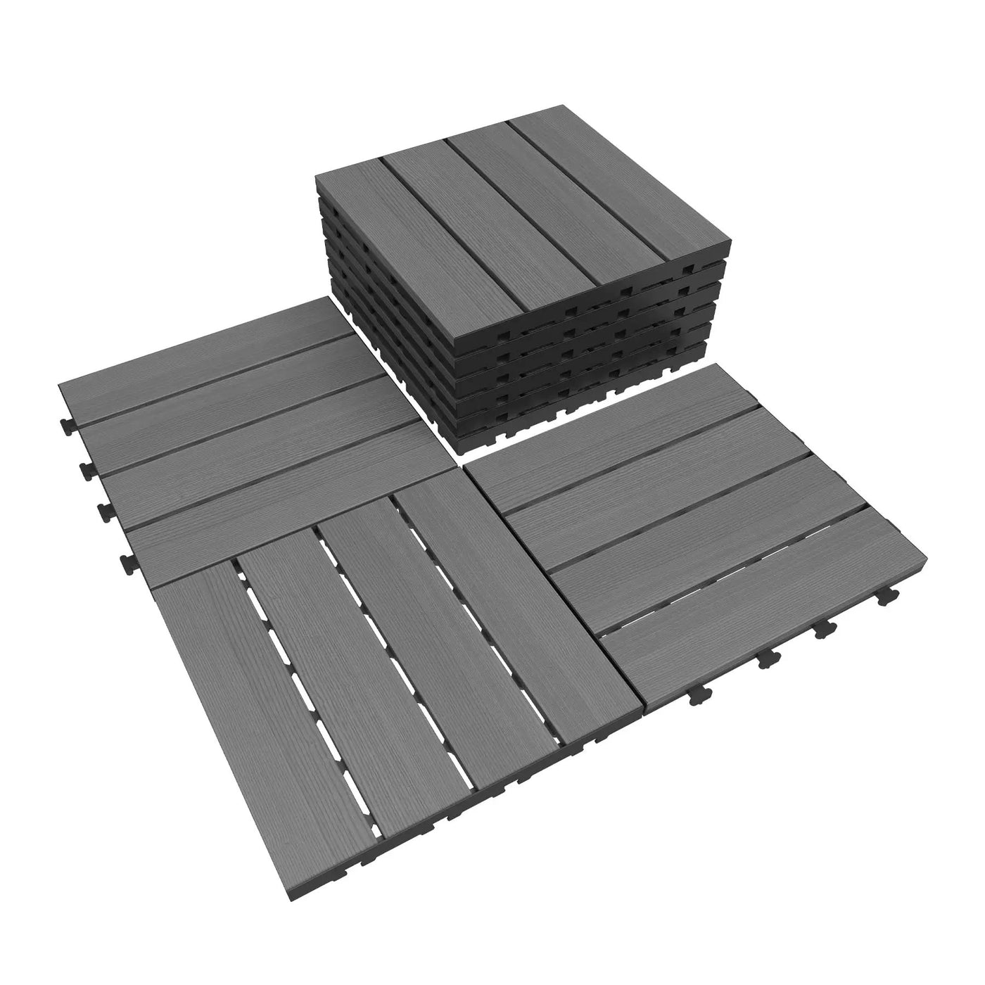 9 Pcs Interlocking Deck Tiles, 12" x 12" HDPE Outdoor Flooring by HouseOfZazla