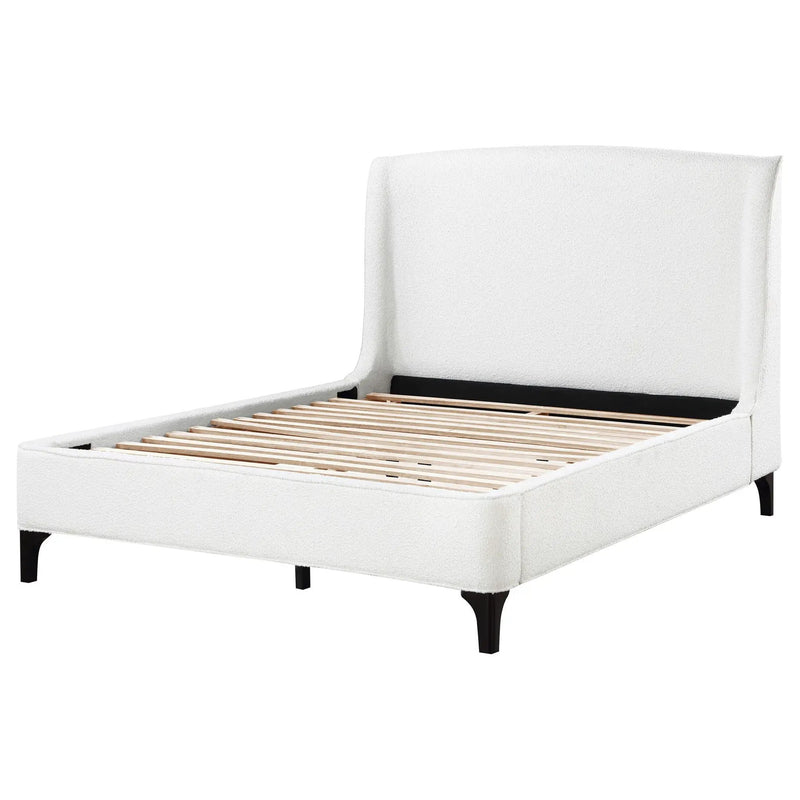 Mosby Upholstered Queen Wingback Bed Snow by Unique Piece Furniture