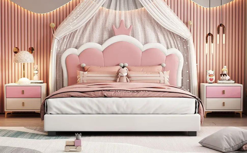 Upholstered Princess Platform Bed With Crown Headboard by HouseOfZazla