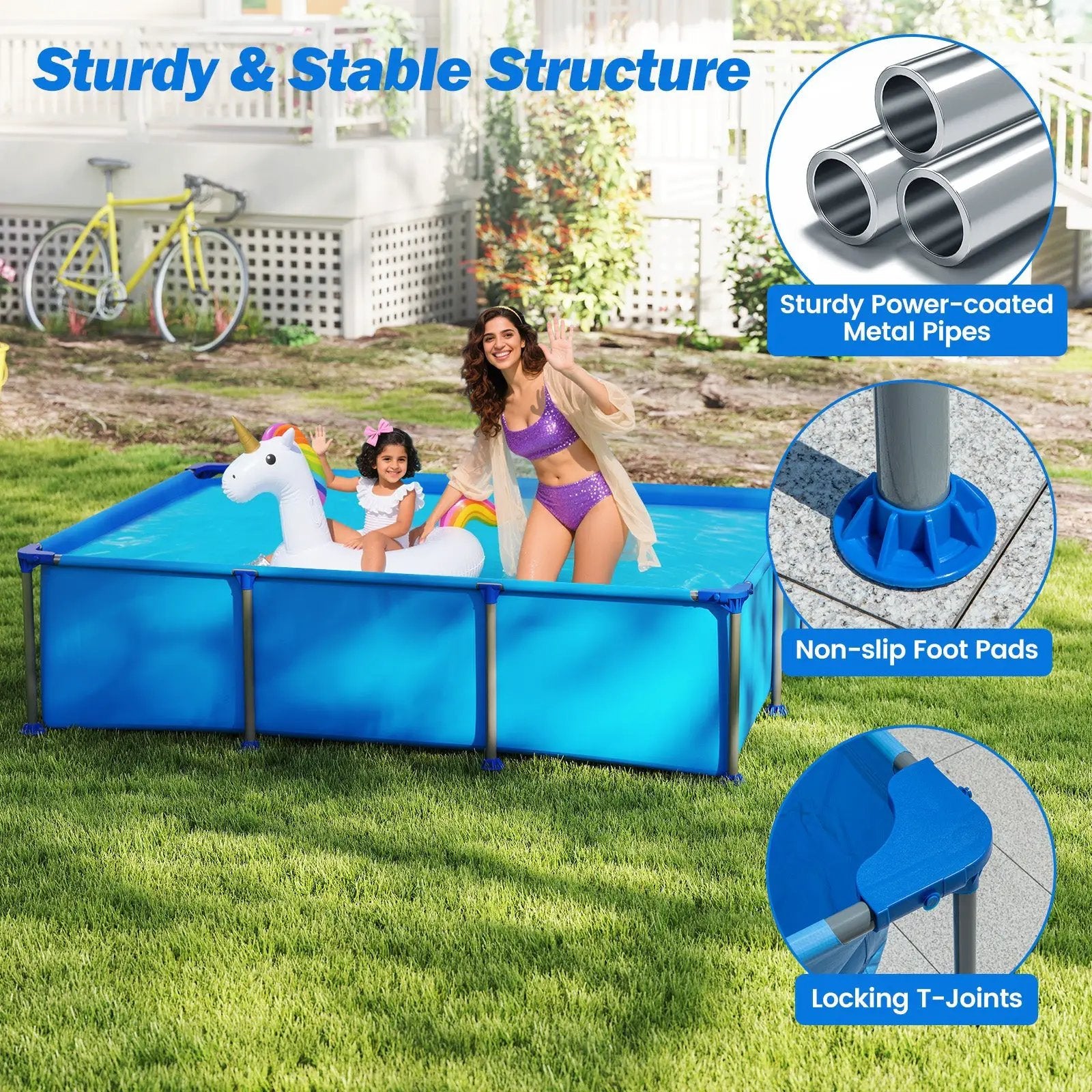 690/978/1158/1617 Gal Outdoor Family Swimming Pool with Metal Frame by DirectDeals