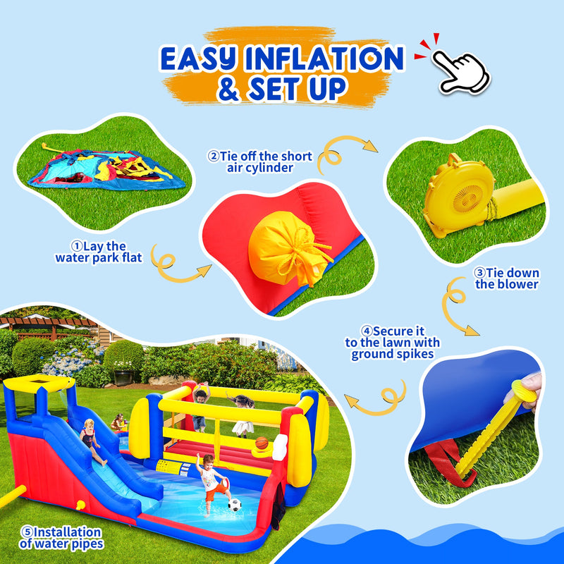 7 in 1 Inflatable Slide Water Park for Kids by HouseOfZazla