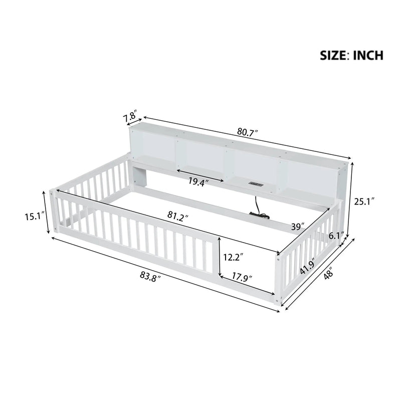 Floor Bed With Storage Cabinets And USB Ports by Unique Piece Furniture