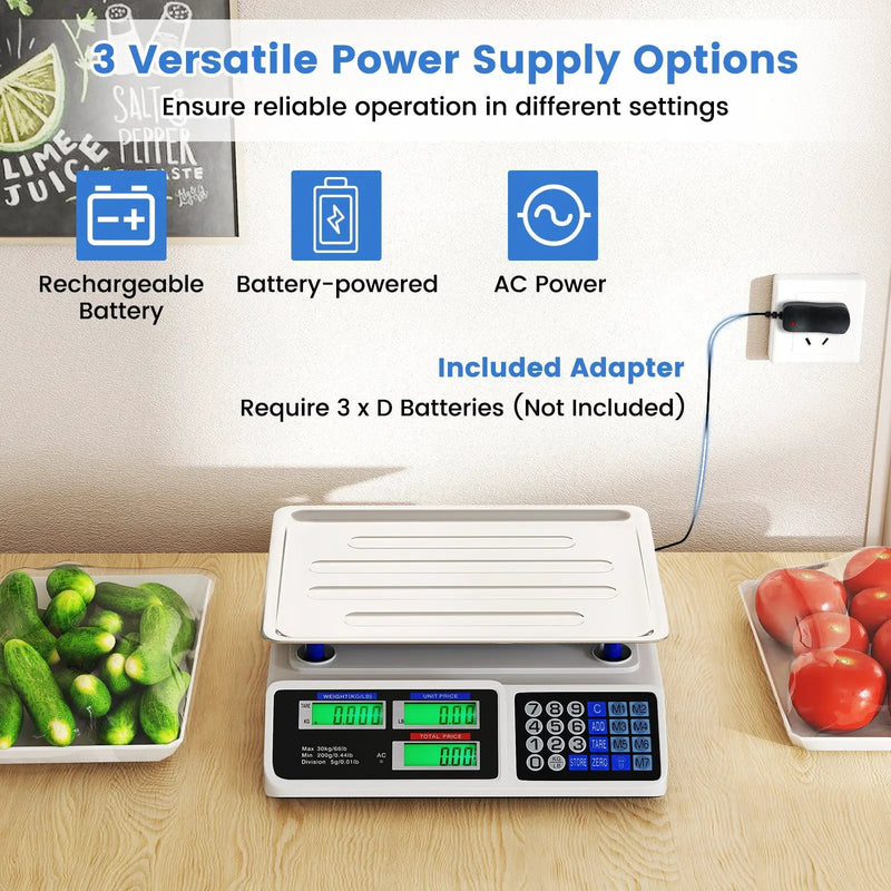 66lb Price Computing Scale Commercial Food Scale with Dual LCD Displays by DirectDeals