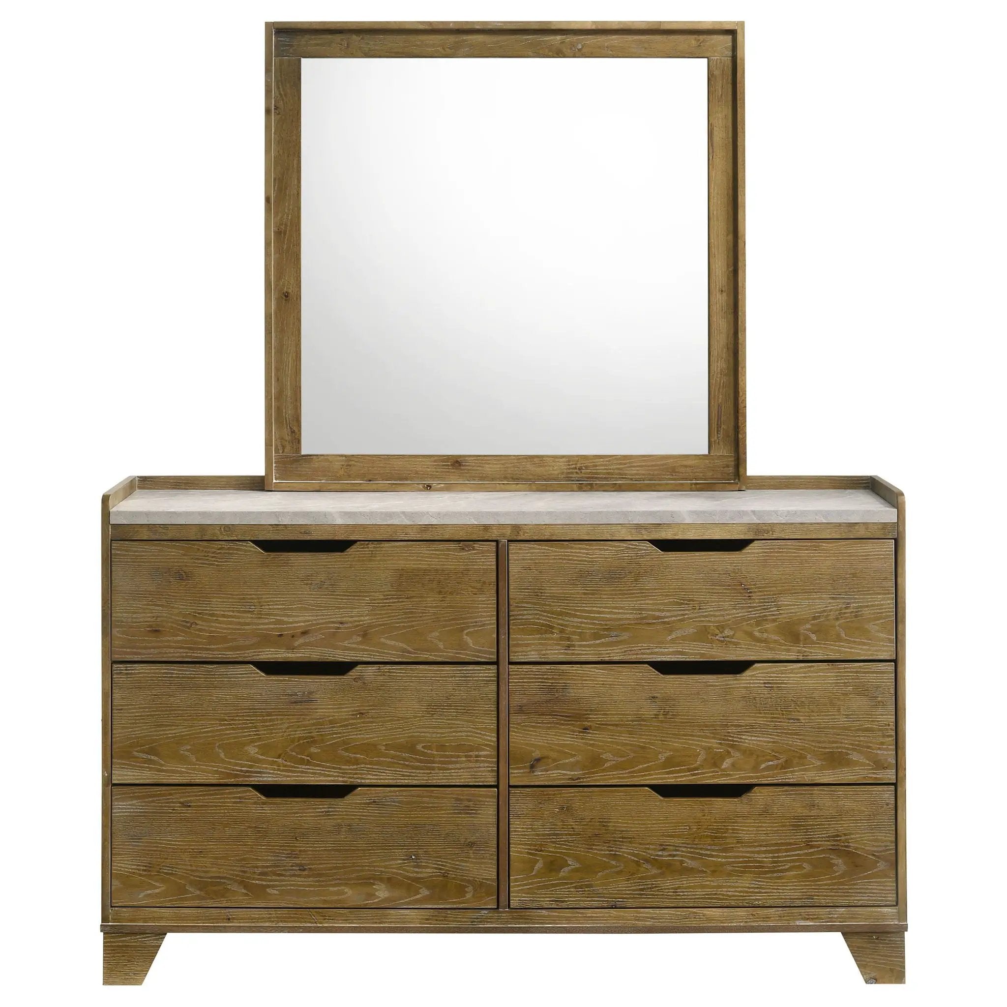 Henderson 6-drawer Bedroom Dresser with Mirror Medium Oak by Unique Piece Furniture
