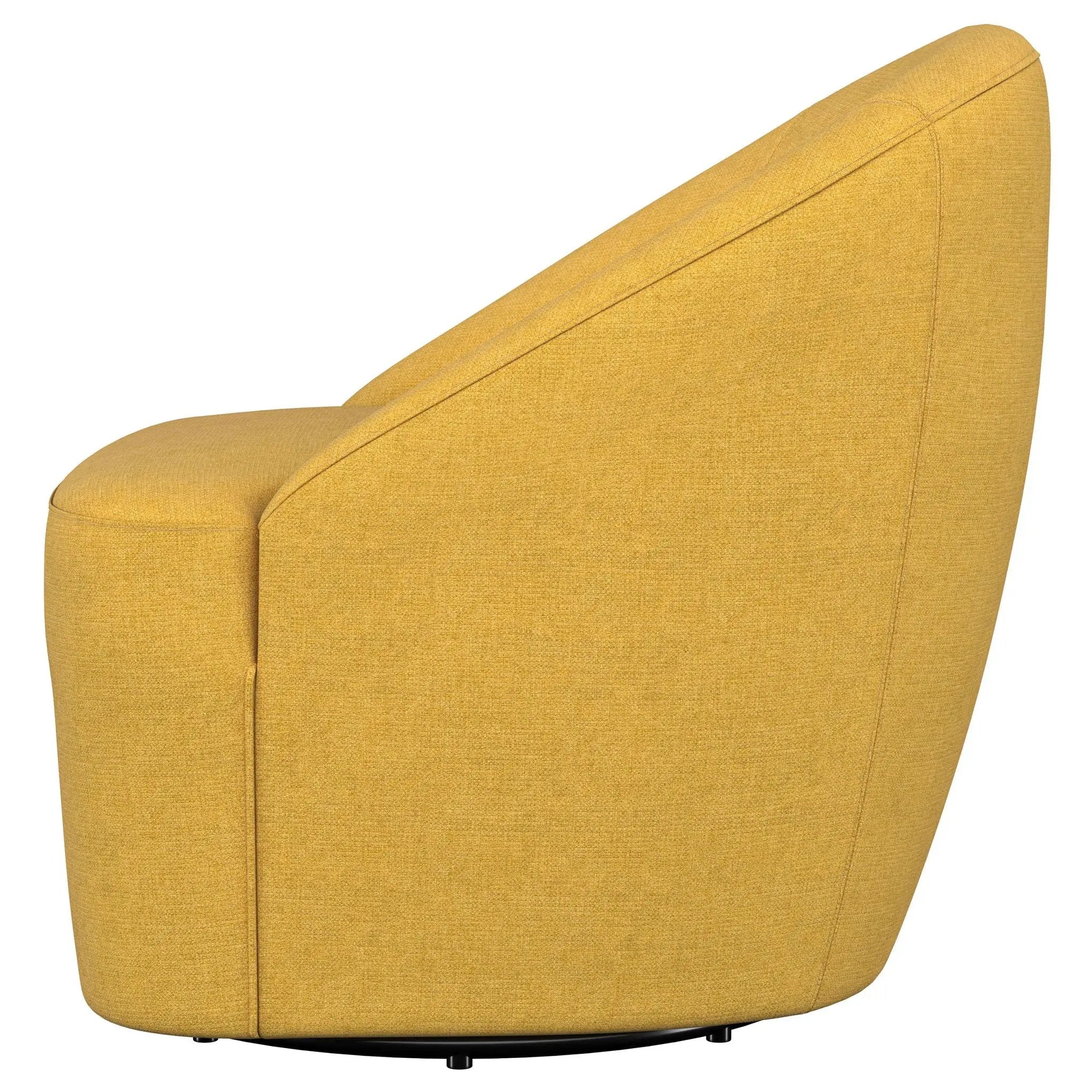 Leon Upholstered Barrel Accent Swivel Chair Mustard Yellow by Unique Piece Furniture