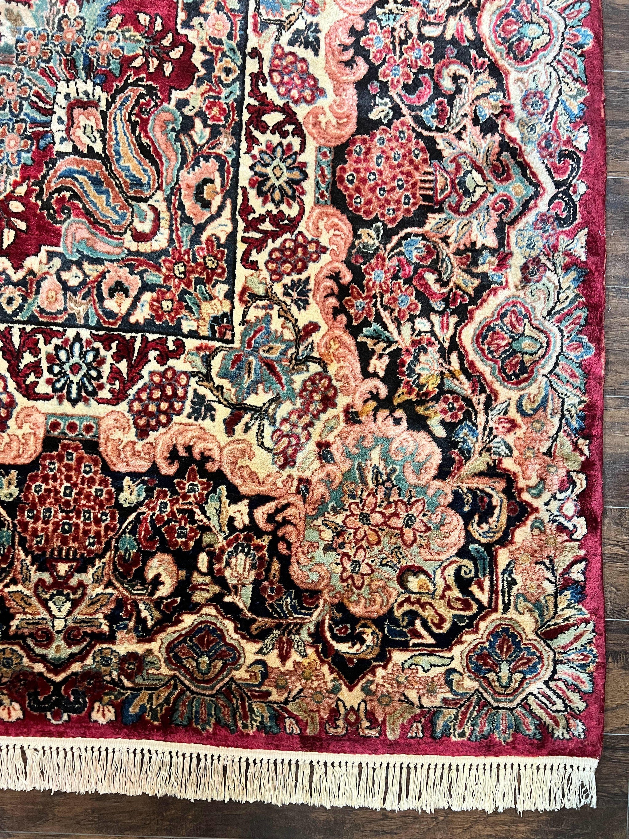 Persian Sarouk Rug 12x17, Wool Hand Knotted Antique Carpet, Dark Red, Traditional Floral Oriental Rug, 12 x 17 Extra Large Handmade Rug by Jewel Rugs