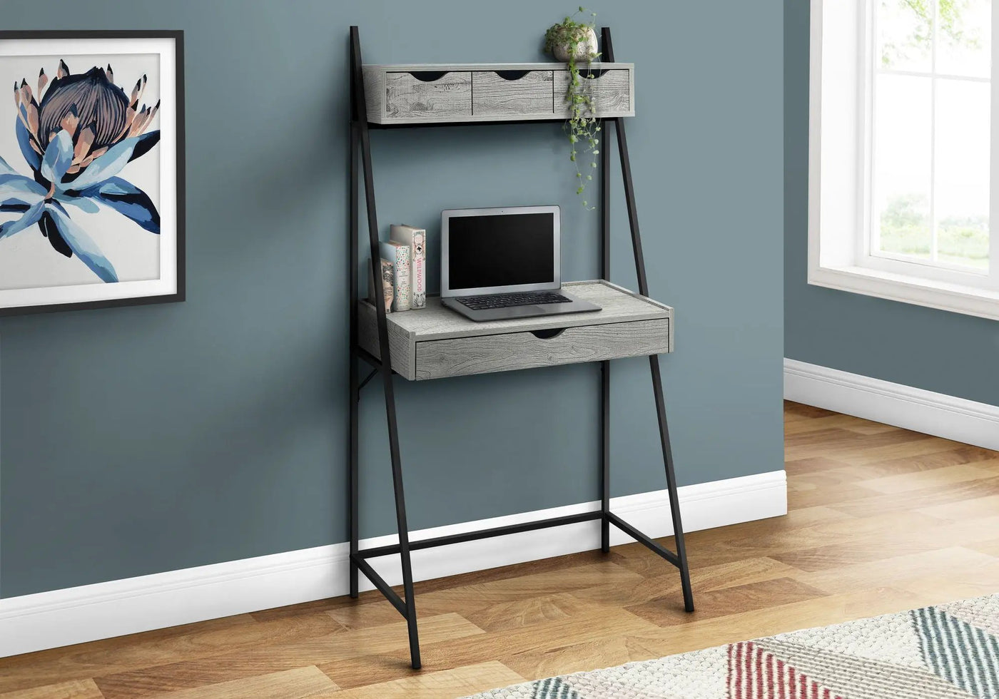 Computer Desk For Home Office, Laptop, Leaning, Storage Drawers, Contemporary & Modern by Unique Piece Furniture