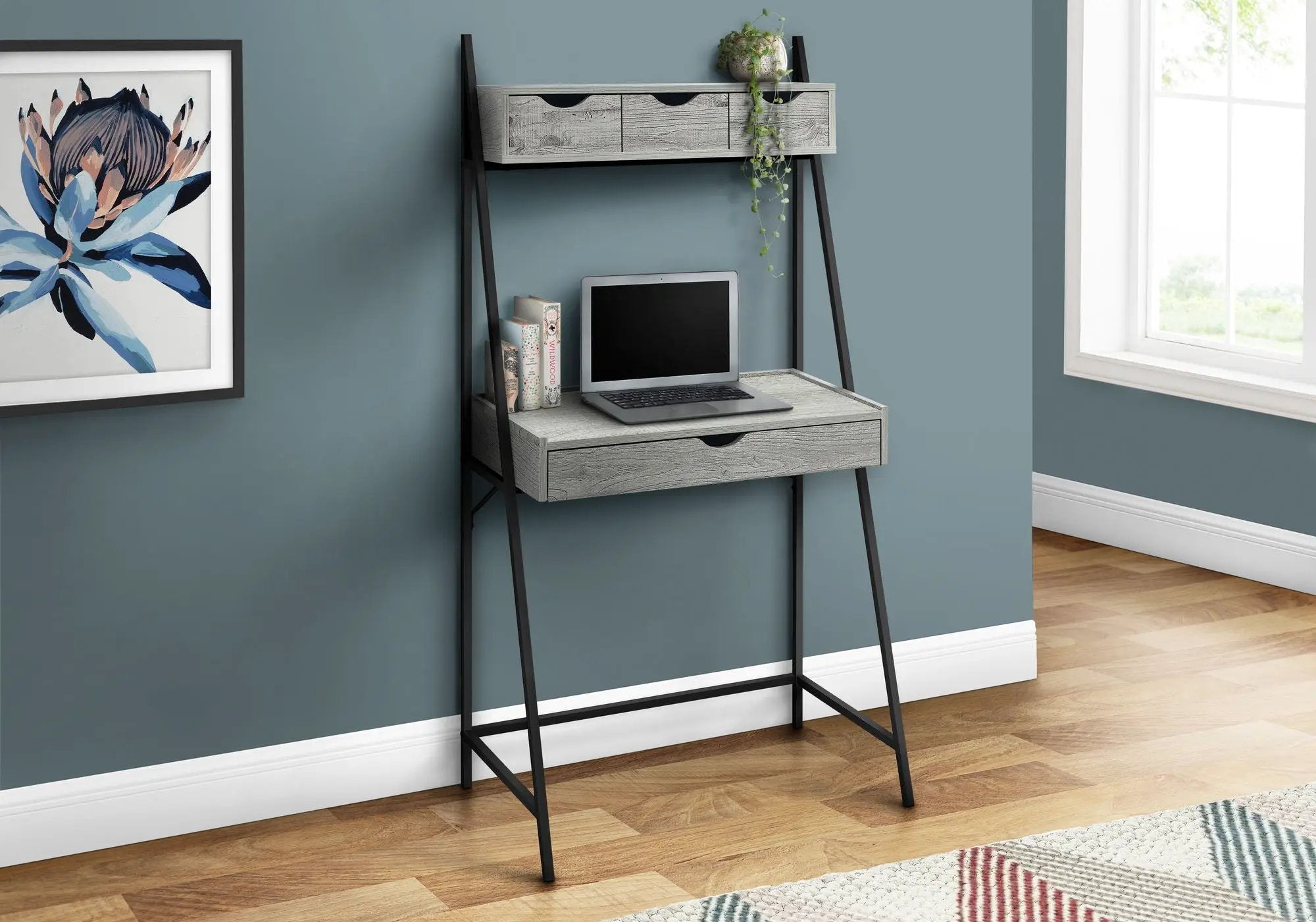 Computer Desk For Home Office, Laptop, Leaning, Storage Drawers, Contemporary & Modern by Unique Piece Furniture
