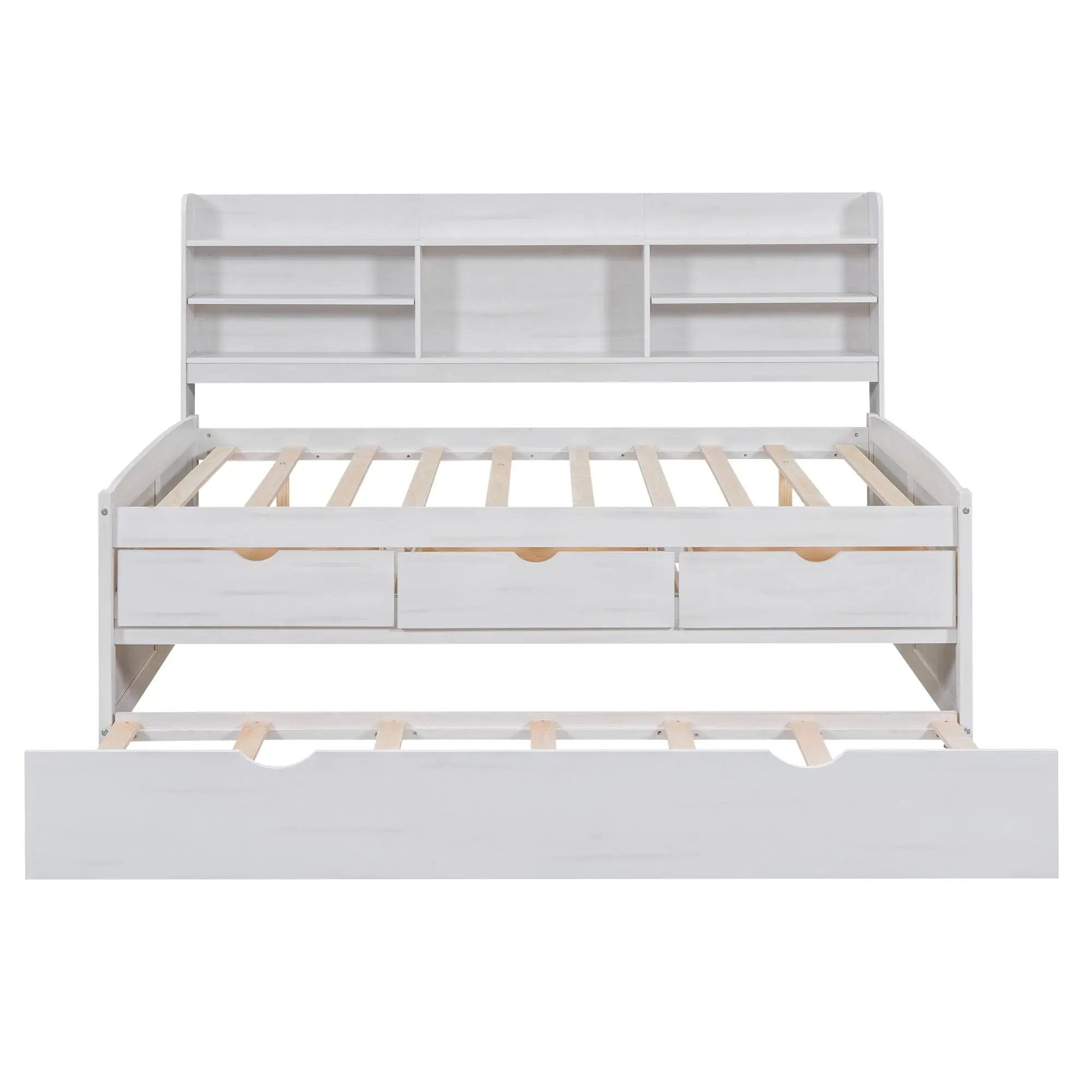 Captain Bed With Built In Bookshelves, 3 Storage Drawers, And Trundle by HouseOfZazla