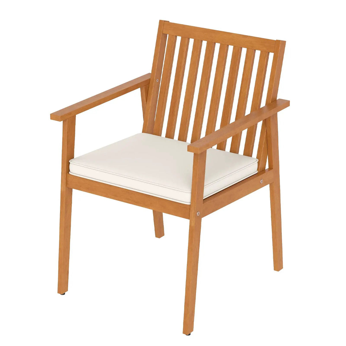 2 Pieces Patio Dining Chairs Outdoor Acacia Wood Chairs with Removable Padded Cushion, photo 8 of 16