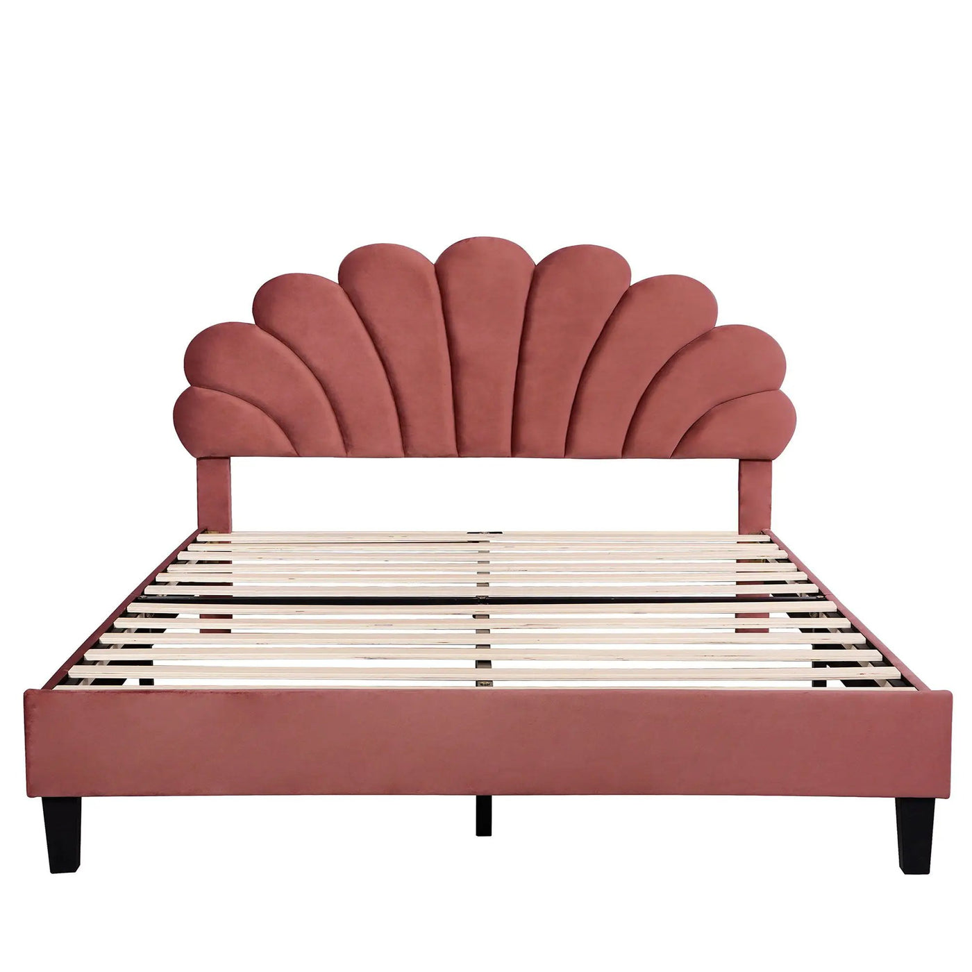 Upholstered Platform Bed With Flower Pattern Headboard by Unique Piece Furniture