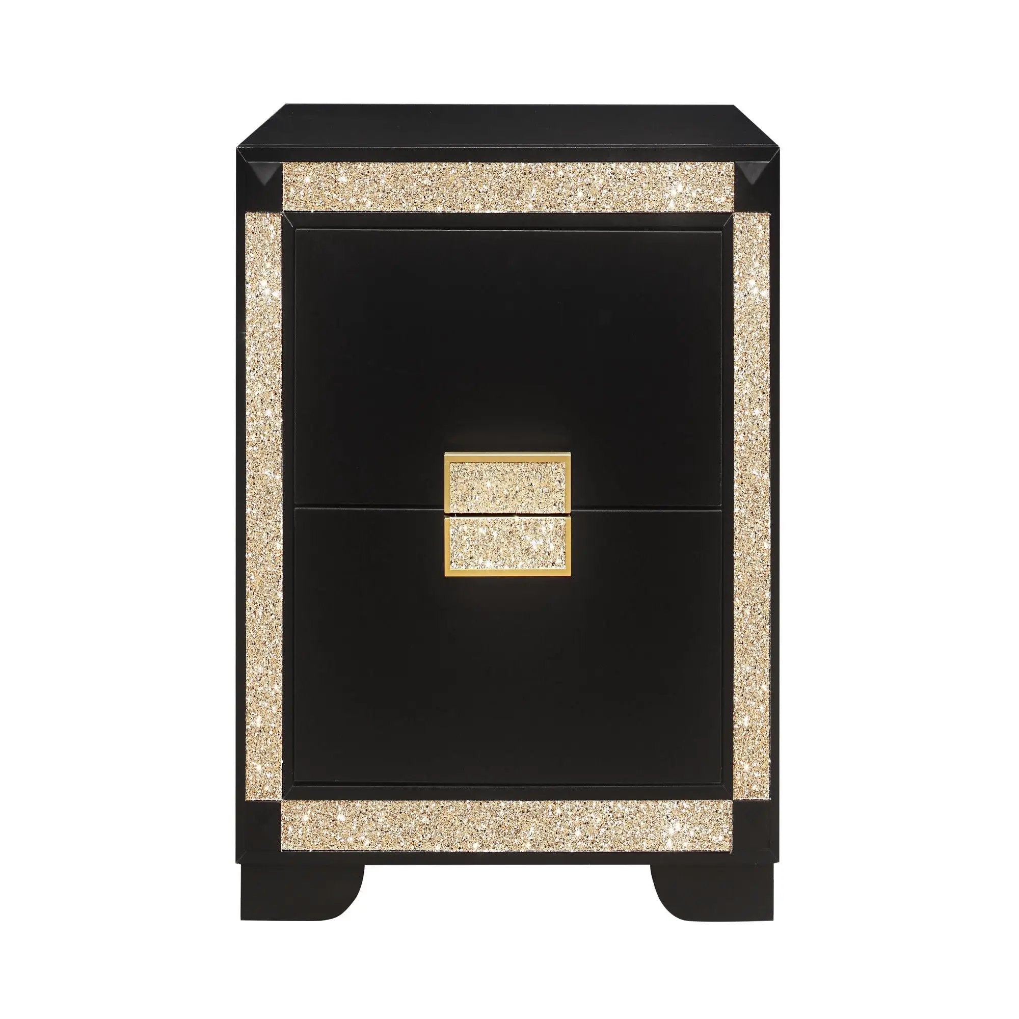 Lively - Nightstand With Glitter Detail And Thick Bar Handle Hardware - Black by Unique Piece Furniture