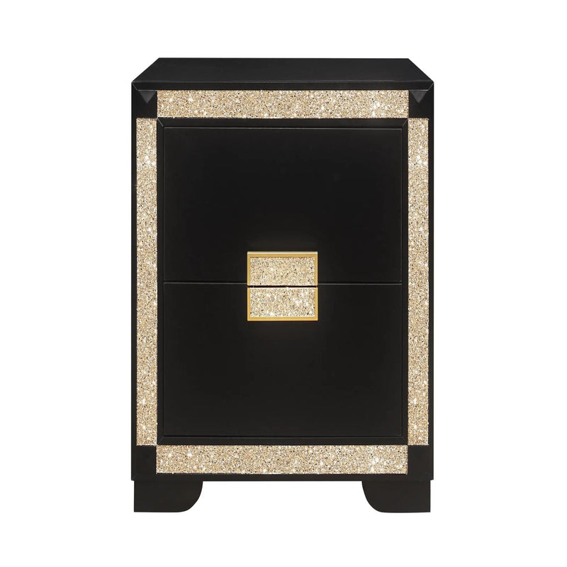 Lively - Nightstand With Glitter Detail And Thick Bar Handle Hardware - Black by Unique Piece Furniture