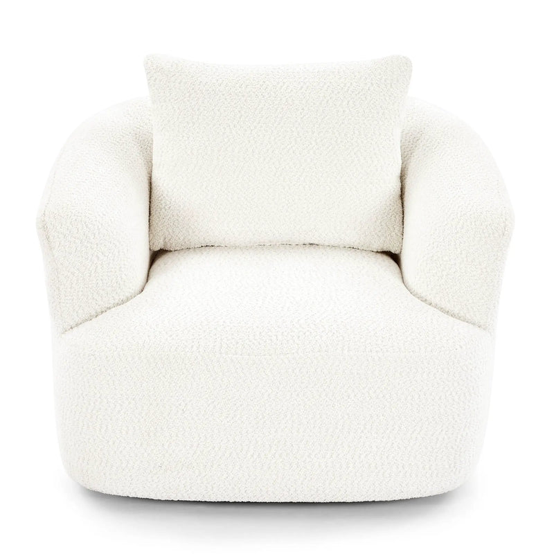 360° Swivel Barrel Sofa Chair With Throw Pillow, Upholstered Accent Chair by HouseOfZazla