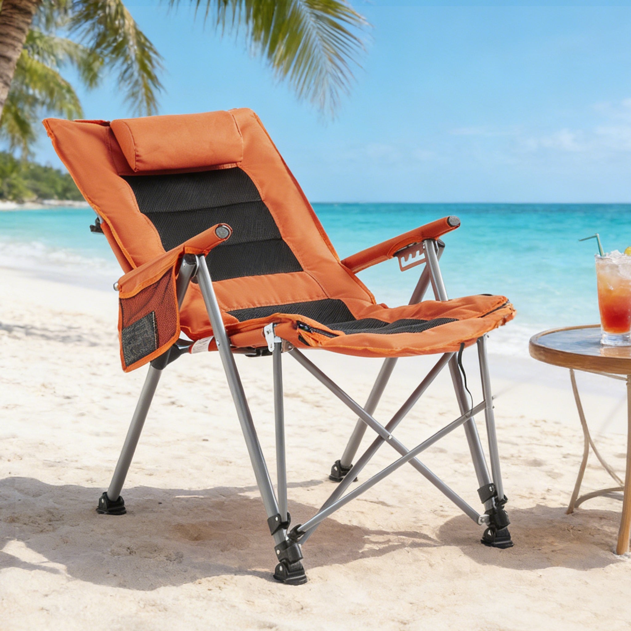 5-Position Adjustable Folding Camping Chair with Footrest by HouseOfZazla