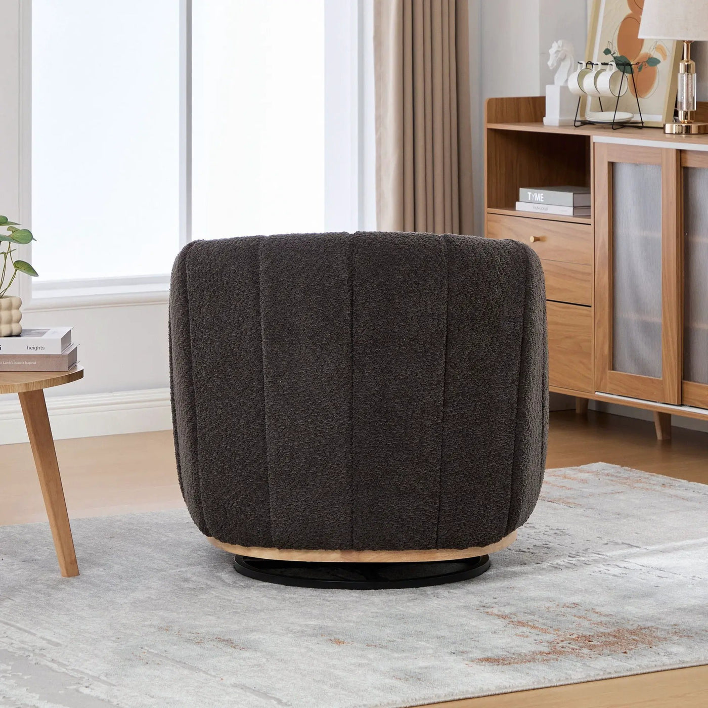 Swivel Upholstered Barrel Chair With Metal Base by HouseOfZazla