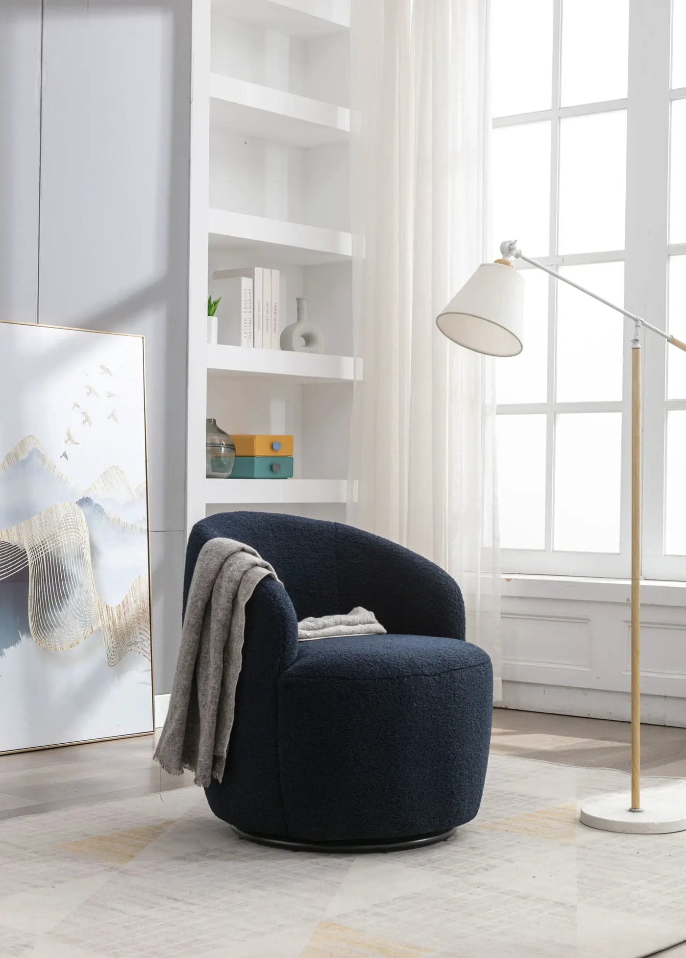 Teddy Fabric Swivel Accent Armchair Barrel Chair by HouseOfZazla