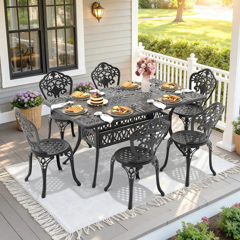 7-Piece Set Of All-Weather Cast Aluminum Dining Furniture Set by HouseOfZazla