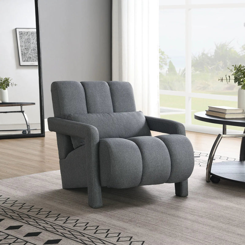 Modern Upholstered Accent Chair, Comfortable Fabric With A Pillow For Living Room by HouseOfZazla