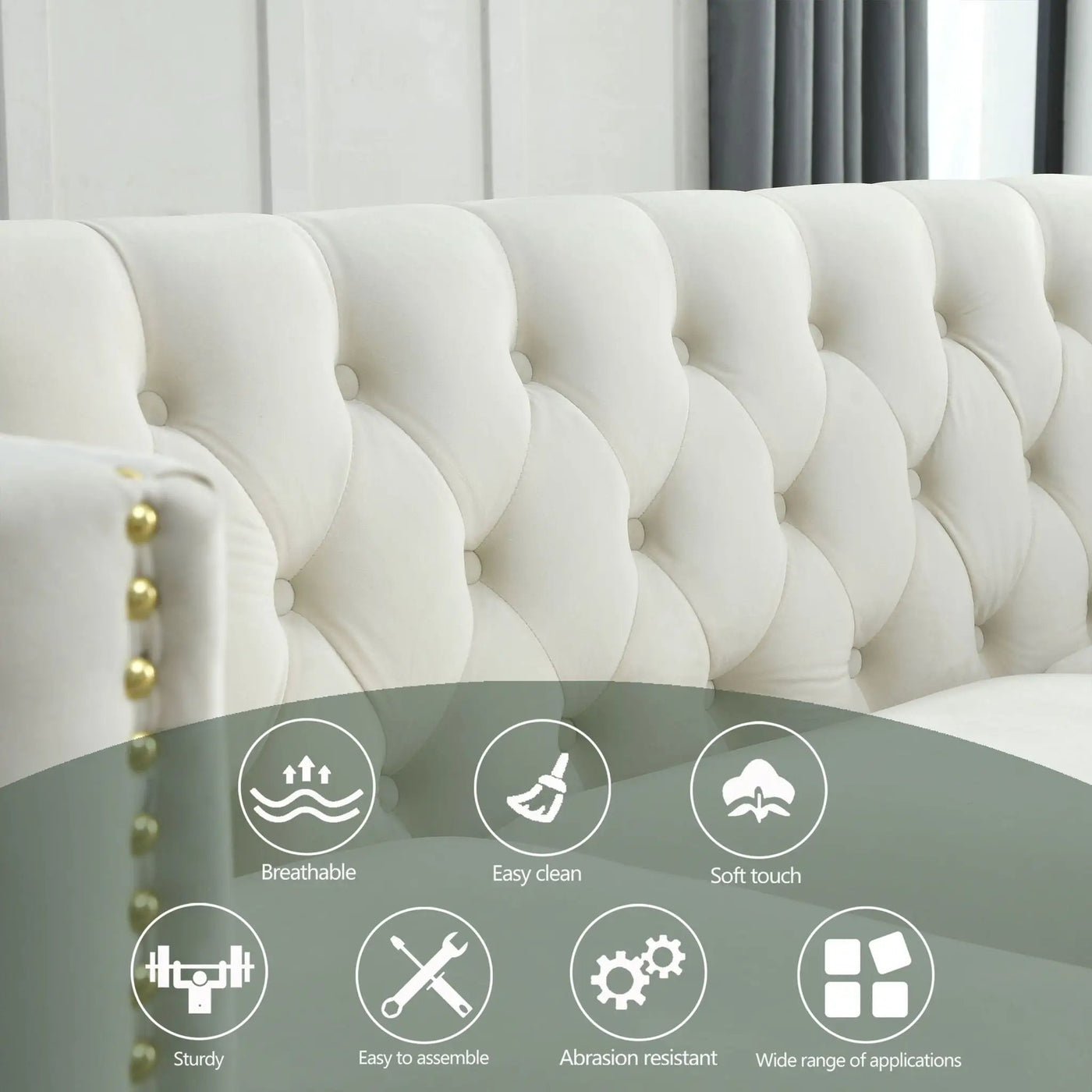 Modern Sofa With Button Tufting, Upholstered Couch For Living Room by HouseOfZazla